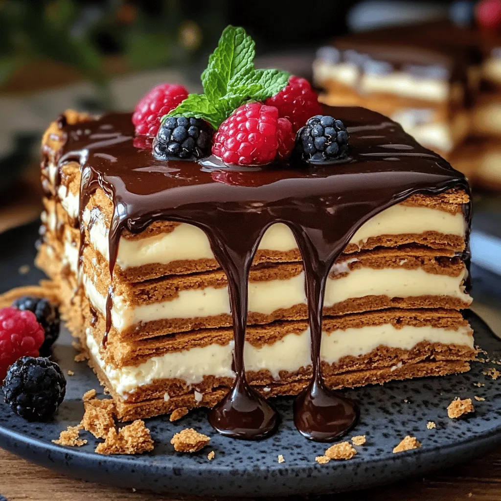 - 2 (3.4 oz) packages instant vanilla pudding mix - 4 cups cold milk - 1 (12 oz) container whipped topping (thawed) - 1 box graham crackers (about 14-16 sheets) - 1 cup semi-sweet chocolate chips - 4 tablespoons unsalted butter - 1 cup powdered sugar - 1 teaspoon vanilla extract - Pinch of salt