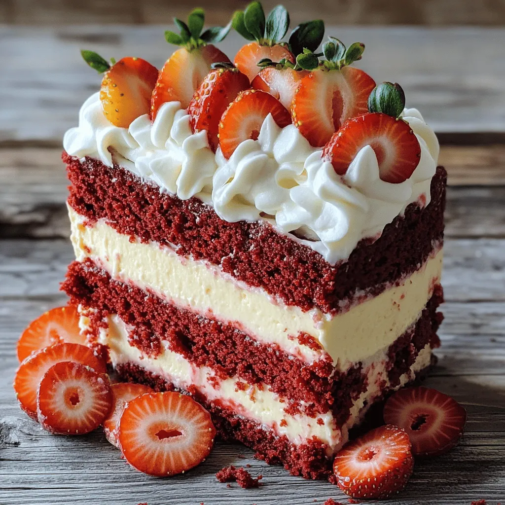Red Velvet Strawberry Cheesecake Delight Tempting Treat