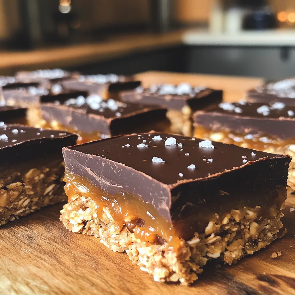 Salted Caramel Chocolate Oat Bars No-Bake Delight