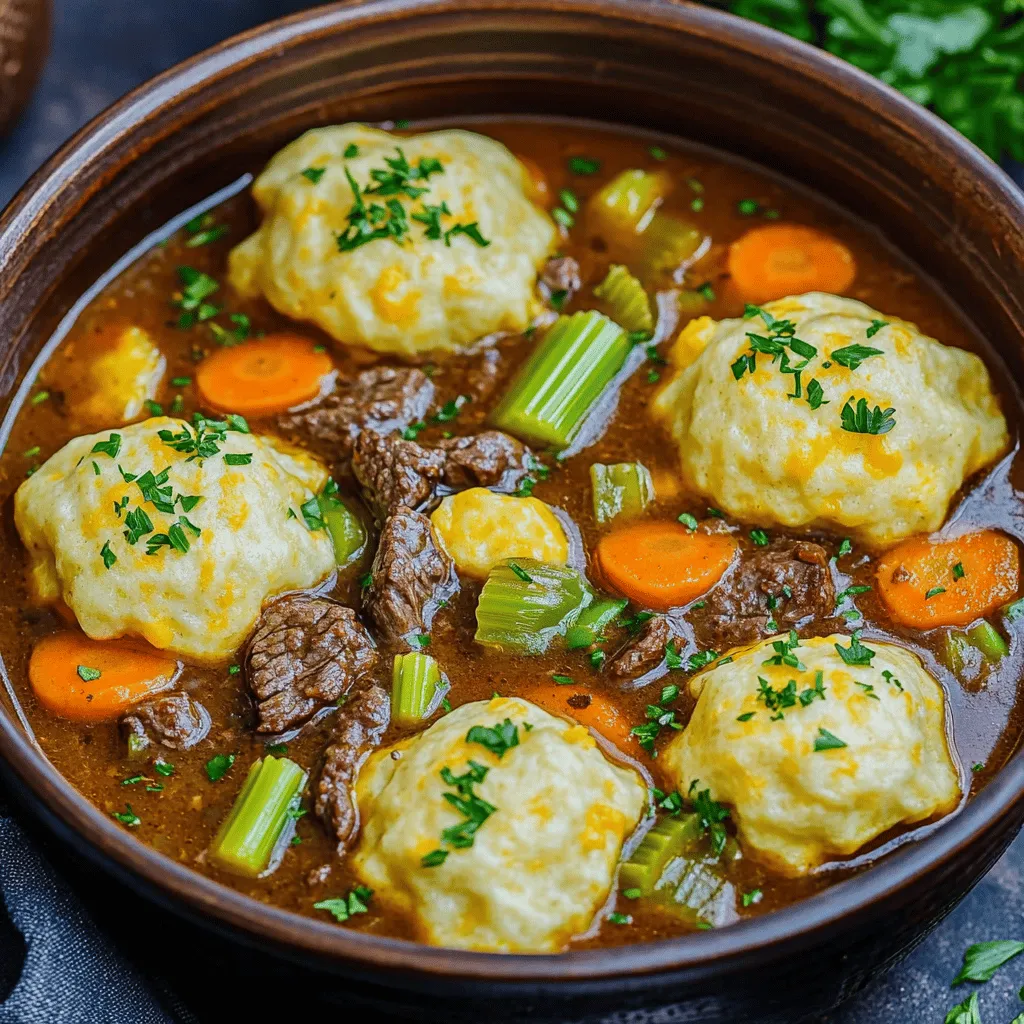 Guinness Beef Stew with Cheddar Herb Dumplings Delight