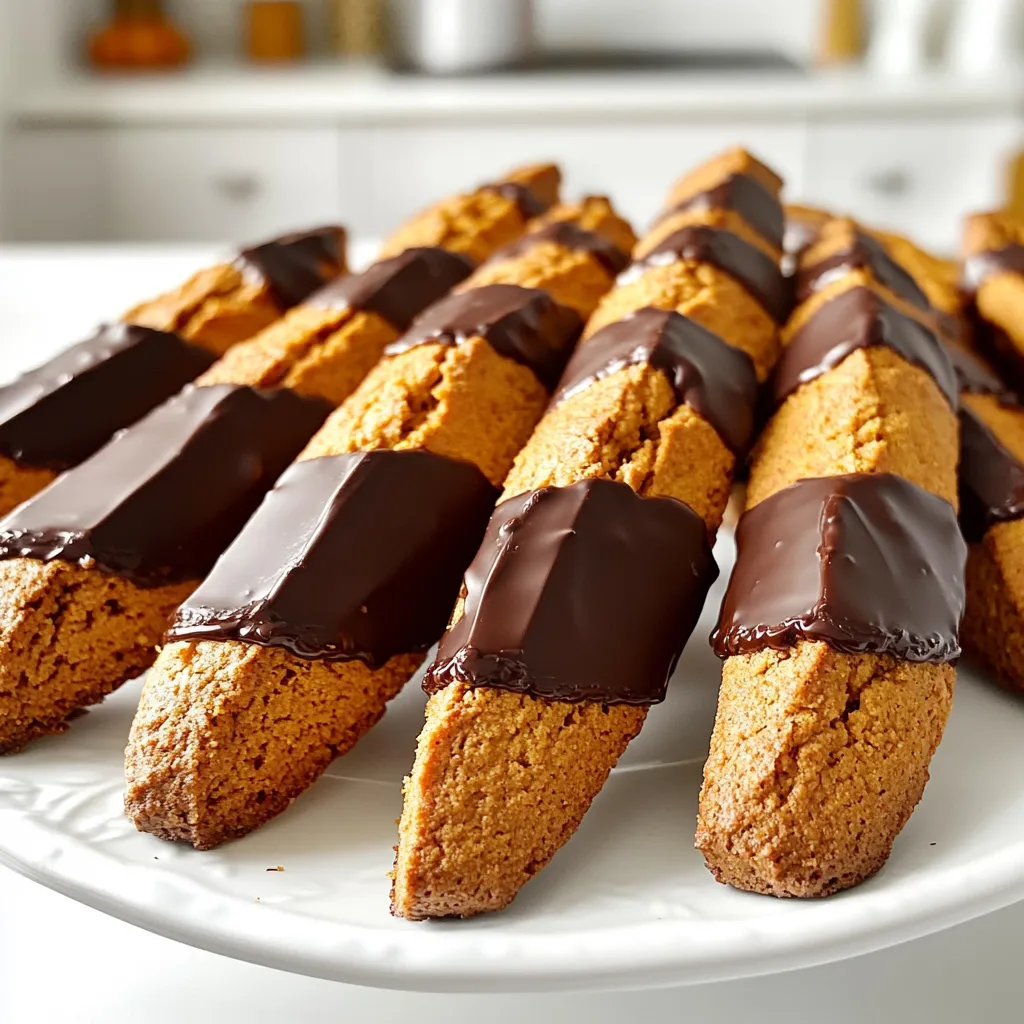 Chocolate Dipped Pumpkin Spice Biscotti Delight