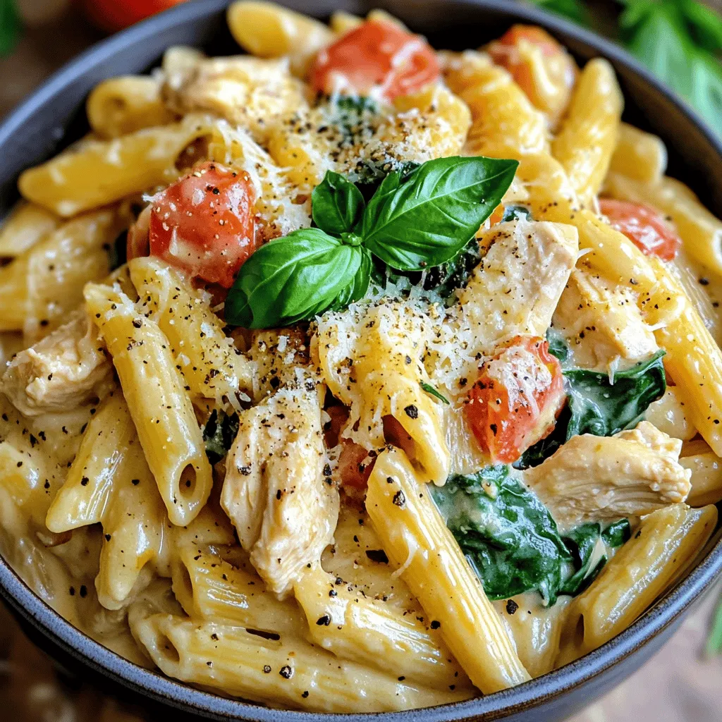 To make Instant Pot Tuscan Chicken Pasta, you need simple and fresh ingredients. The main star is chicken. I recommend one pound of boneless, skinless chicken breasts. You can cut them into bite-sized pieces for easy cooking.