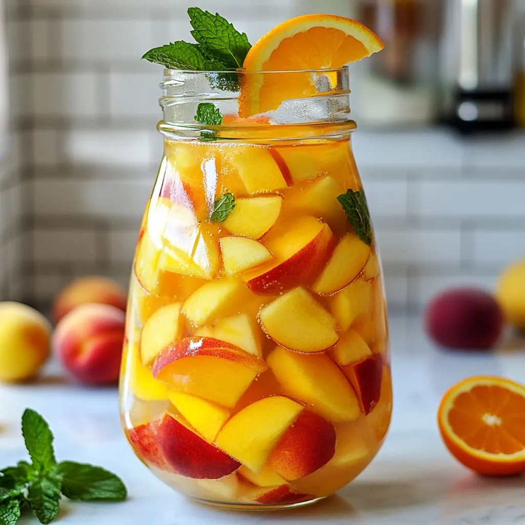 Peach Mango Sangria Mocktail Refreshing Drink Recipe
