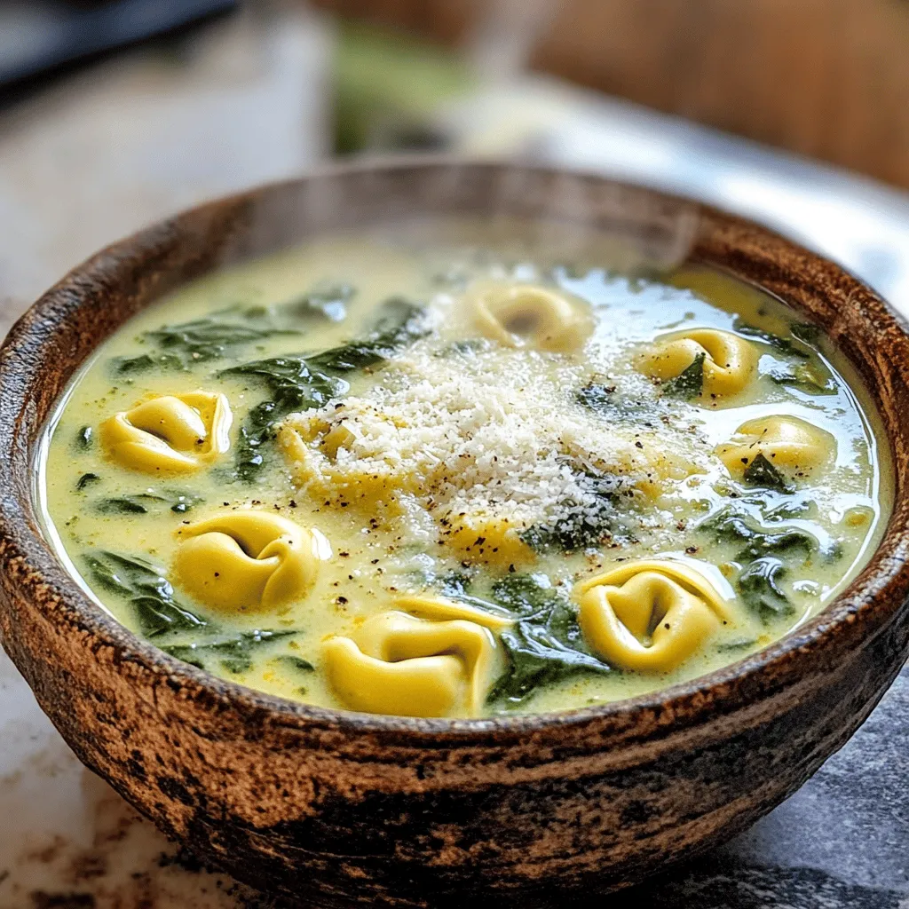 Savory Slow Cooker Creamy Tortellini Spinach Soup