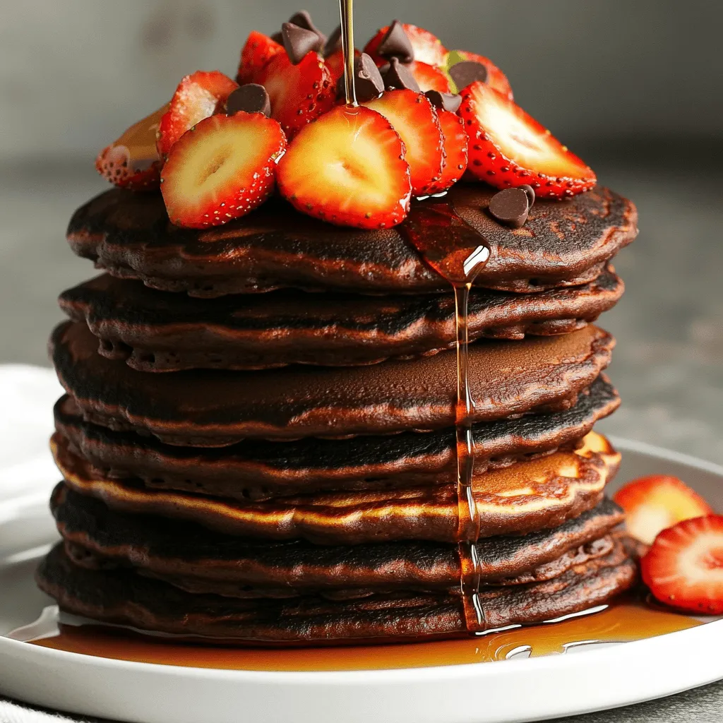 Fluffy Chocolate Strawberry Pancake Stack Delight