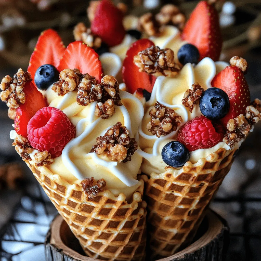 Cheesecake Praline Cones Irresistible Dessert Delight