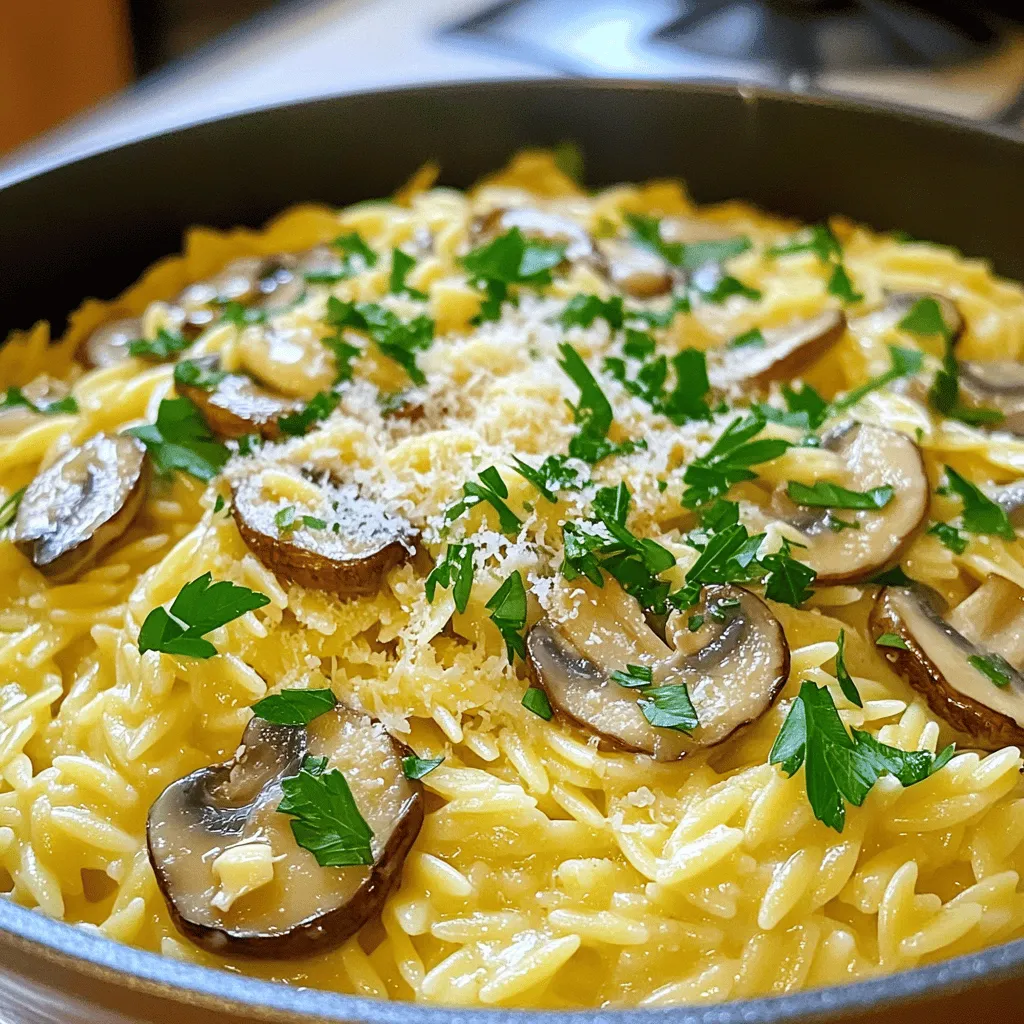 Minute Garlic Butter Mushroom Orzo Simple and Tasty