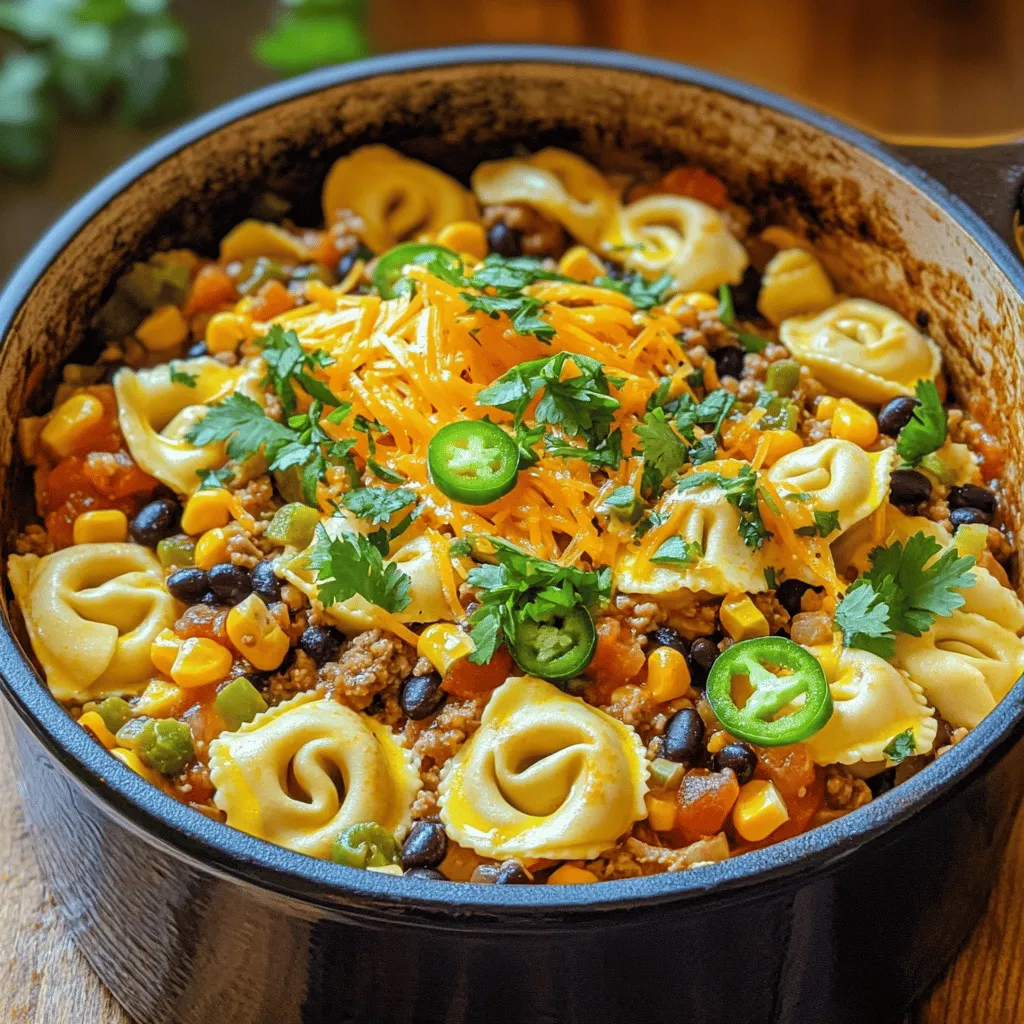 The key ingredients for taco tortellini create a tasty meal. You need cheese tortellini as the base. I recommend using fresh or frozen tortellini. It cooks well in sauce and adds great flavor.
