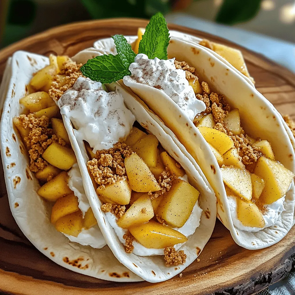 Apple cheesecake tacos are a fun twist on traditional desserts. They blend flavors we love in a new way. You use flour tortillas instead of taco shells. The filling is a mix of cream cheese and sweet apples. This dessert is both creamy and crunchy.