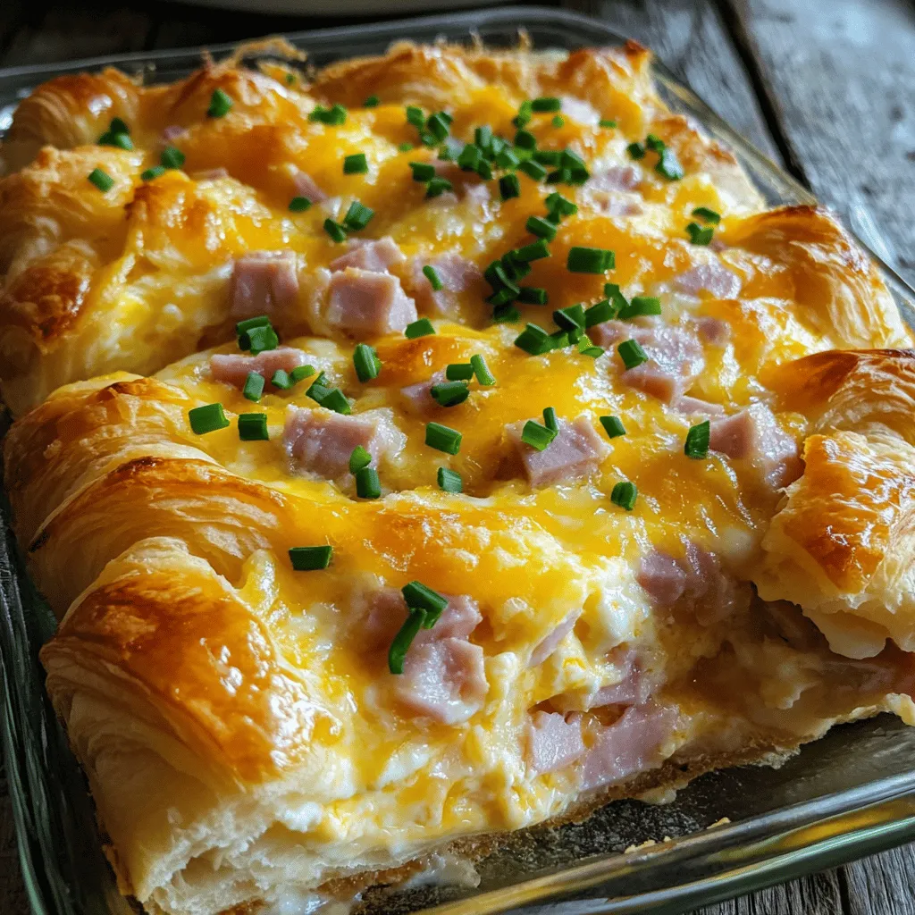 Flaky Ham and Cheese Croissant Casserole Delight