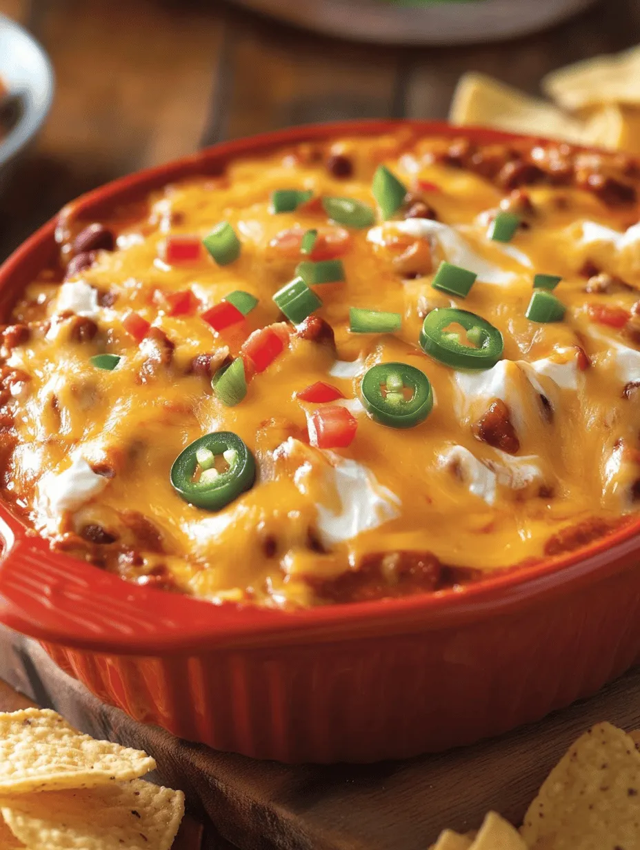 Cheesy Fiesta Chili Dip: A Crowd-Pleasing Delight