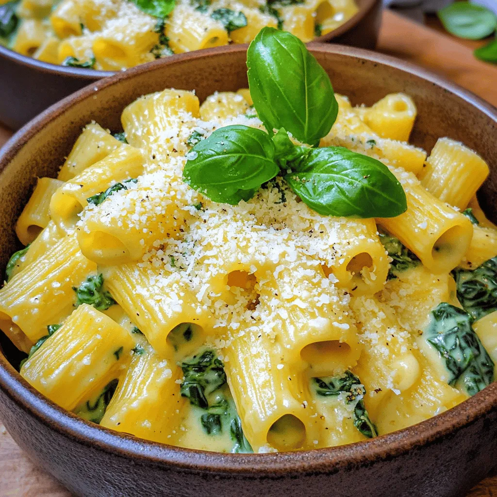 Making Creamy Fresh Spinach Parmesan Rigatoni is easy when you have the right ingredients. Here’s what you need: