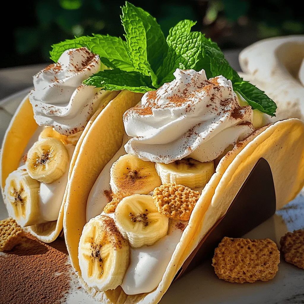 To make banana pudding tacos, you need some key ingredients. The base for your tacos is soft flour tortillas. I suggest using small taco shells, which are easy to fill. The filling starts with vanilla pudding. You can use store-bought or make it from scratch.
