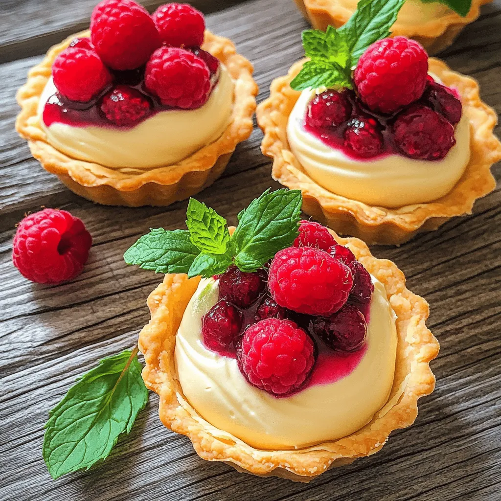 Delicious Vanilla Cream Tarts with Fresh Raspberries