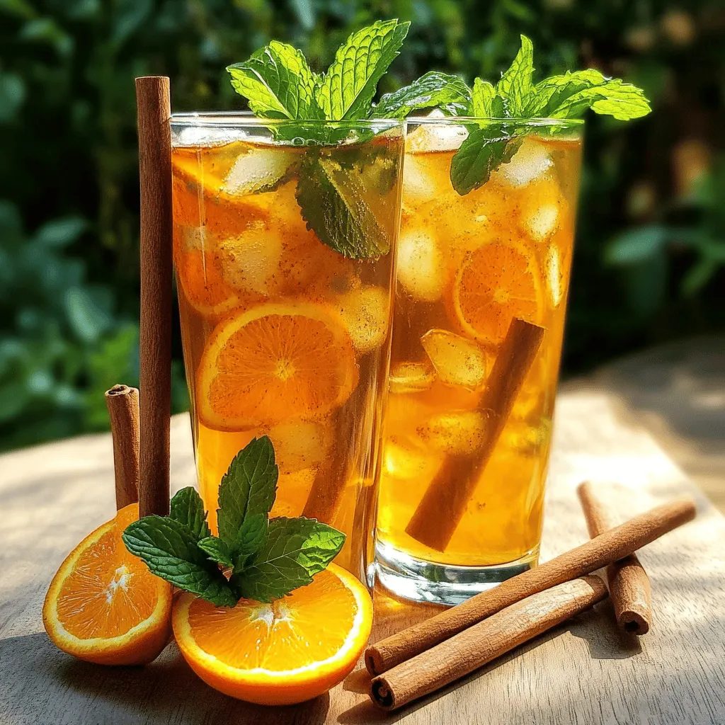 To make easy orange cinnamon iced tea, you need a few key ingredients. First, you will need 4 cups of water. This is the base for your tea. Next, pick your tea bags. You can use 4 black tea bags or green tea bags for a milder taste.