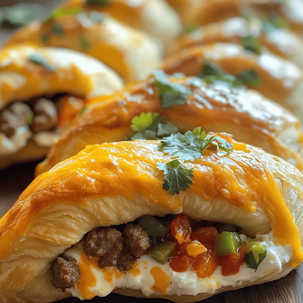 Rotel Sausage & Cream Cheese Crescents are a tasty snack that packs a lot of flavor. This dish uses simple ingredients to create a savory treat. The main parts are crescent roll dough, cream cheese, sausage, and Rotel tomatoes. These crescents are great for parties, game days, or just a fun night at home.