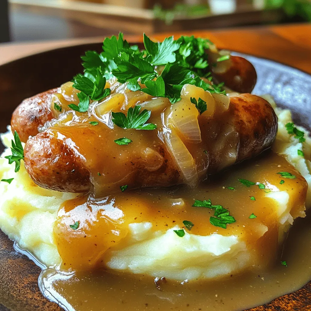 To make Bangers and Mash with Onion Gravy, you need some fresh and simple ingredients. Here’s what you will need: