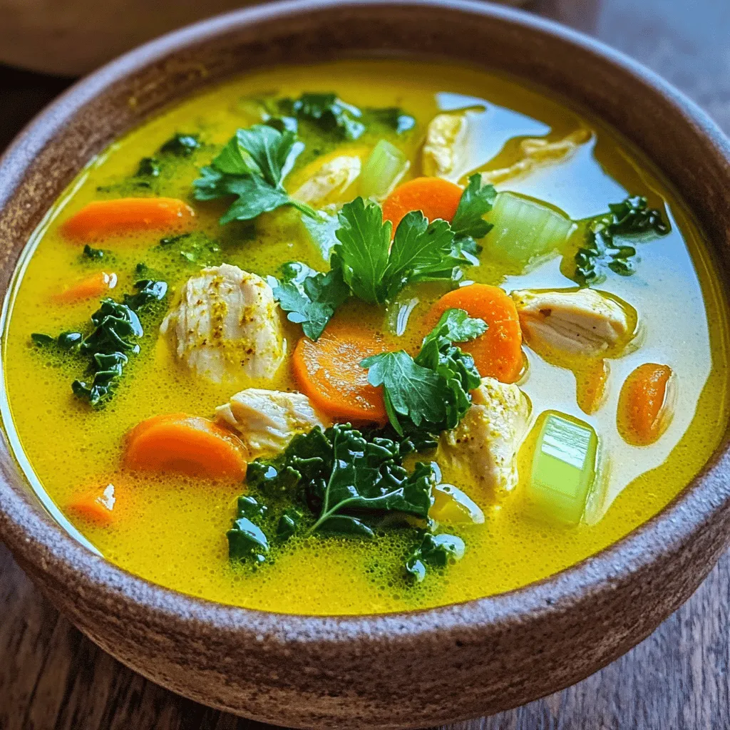 Turmeric chicken soup starts with key ingredients. Each has a role in soothing your body.