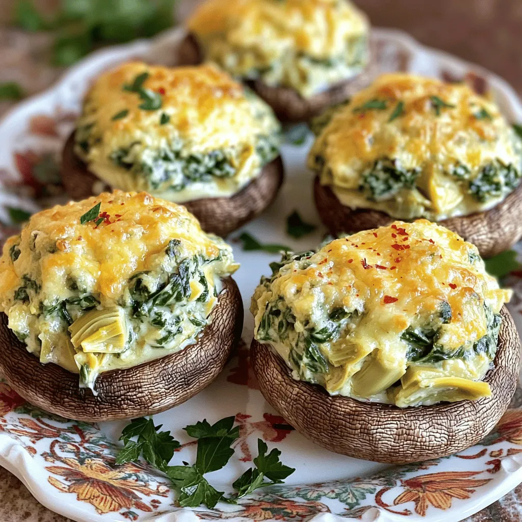 Spinach Artichoke Stuffed Mushrooms Tasty and Fun Dish