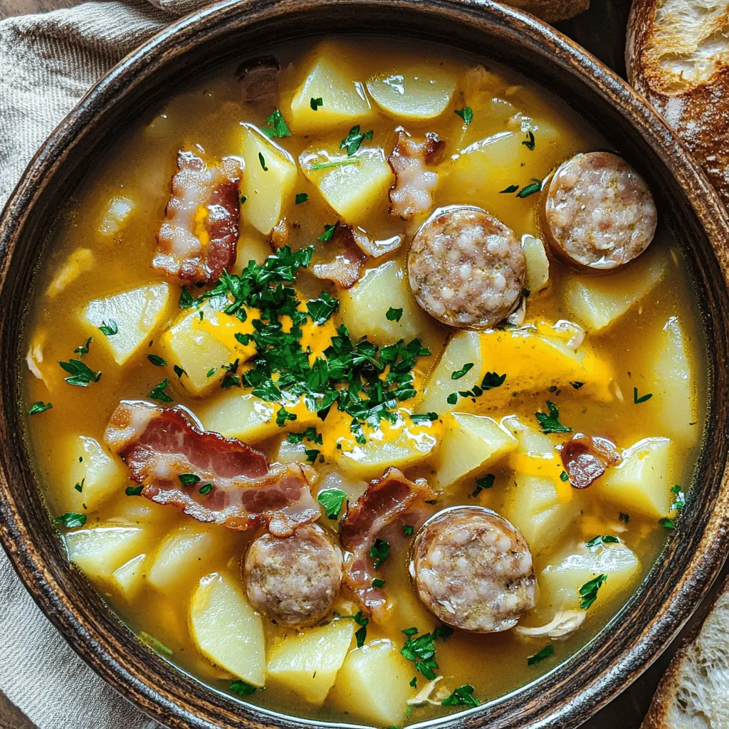 Traditional Dublin coddle is a warm and hearty dish. It uses simple, fresh ingredients. The main ingredients include potatoes, bacon, sausages, and onions. Each adds its own unique flavor to this comfort food.