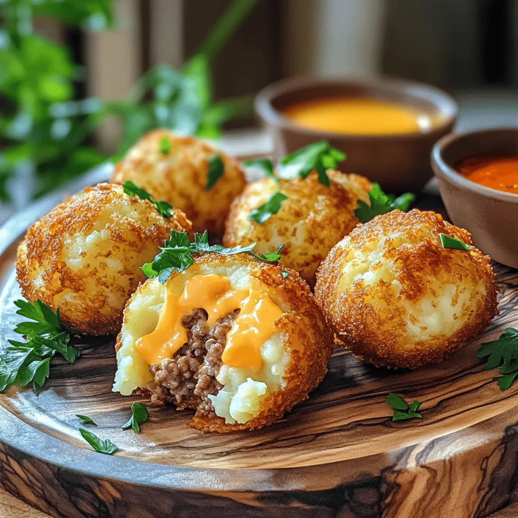 For crispy mashed potatoes stuffed with cheese and beef, gather these items: