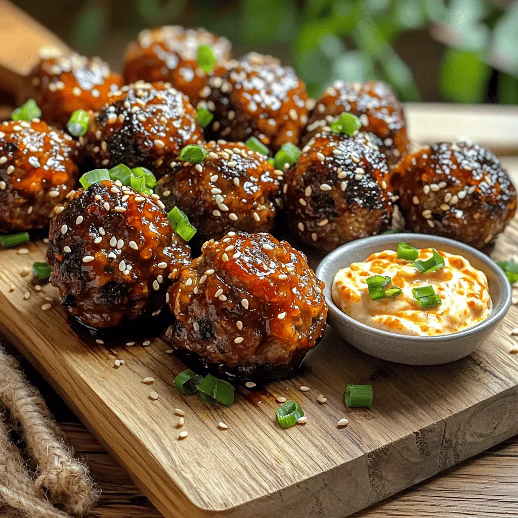 Making Korean BBQ meatballs is simple and fun. First, gather your Korean meatball ingredients. You will need ground beef or turkey, breadcrumbs, green onions, garlic, ginger, soy sauce, sesame oil, gochujang, sugar, salt, and pepper. For garnish, sesame seeds add a nice touch.