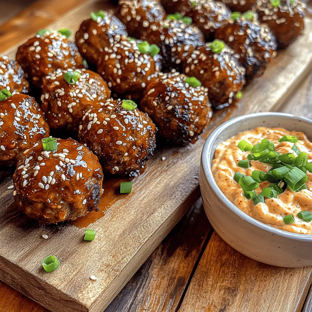 Korean BBQ Meatballs with Spicy Mayo Dip Delight