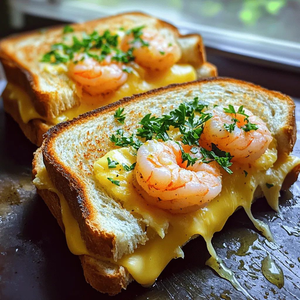 Garlic Butter Shrimp Grilled Cheese Sandwich Delight
