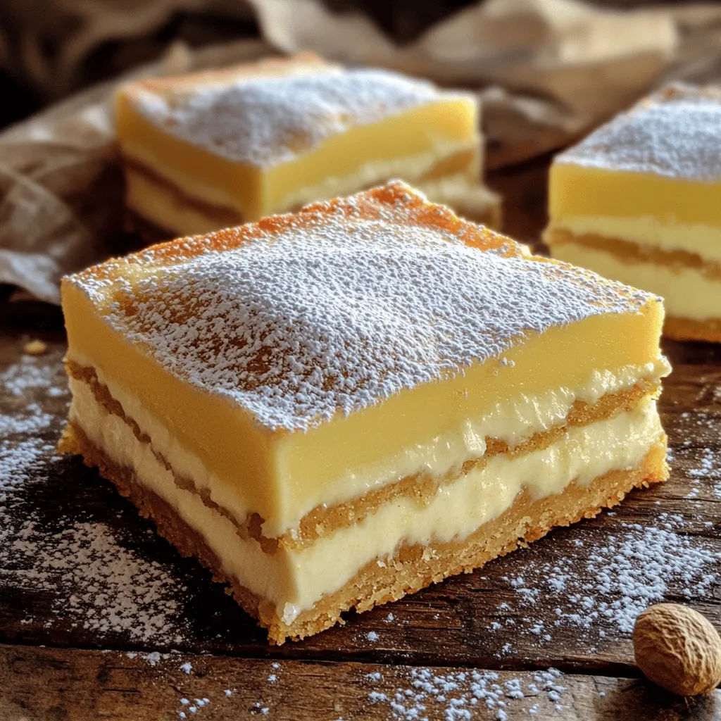 To make Vanilla Custard Cream Squares, you will need these ingredients: - 1 cup all-purpose flour - 1/2 cup unsalted butter, softened - 1/4 cup granulated sugar - 1/4 teaspoon salt - 2 large eggs - 1 cup whole milk - 1/2 cup granulated sugar (for custard) - 2 tablespoons cornstarch - 1 tablespoon vanilla extract - 1/4 teaspoon ground nutmeg (optional) - Powdered sugar for dusting