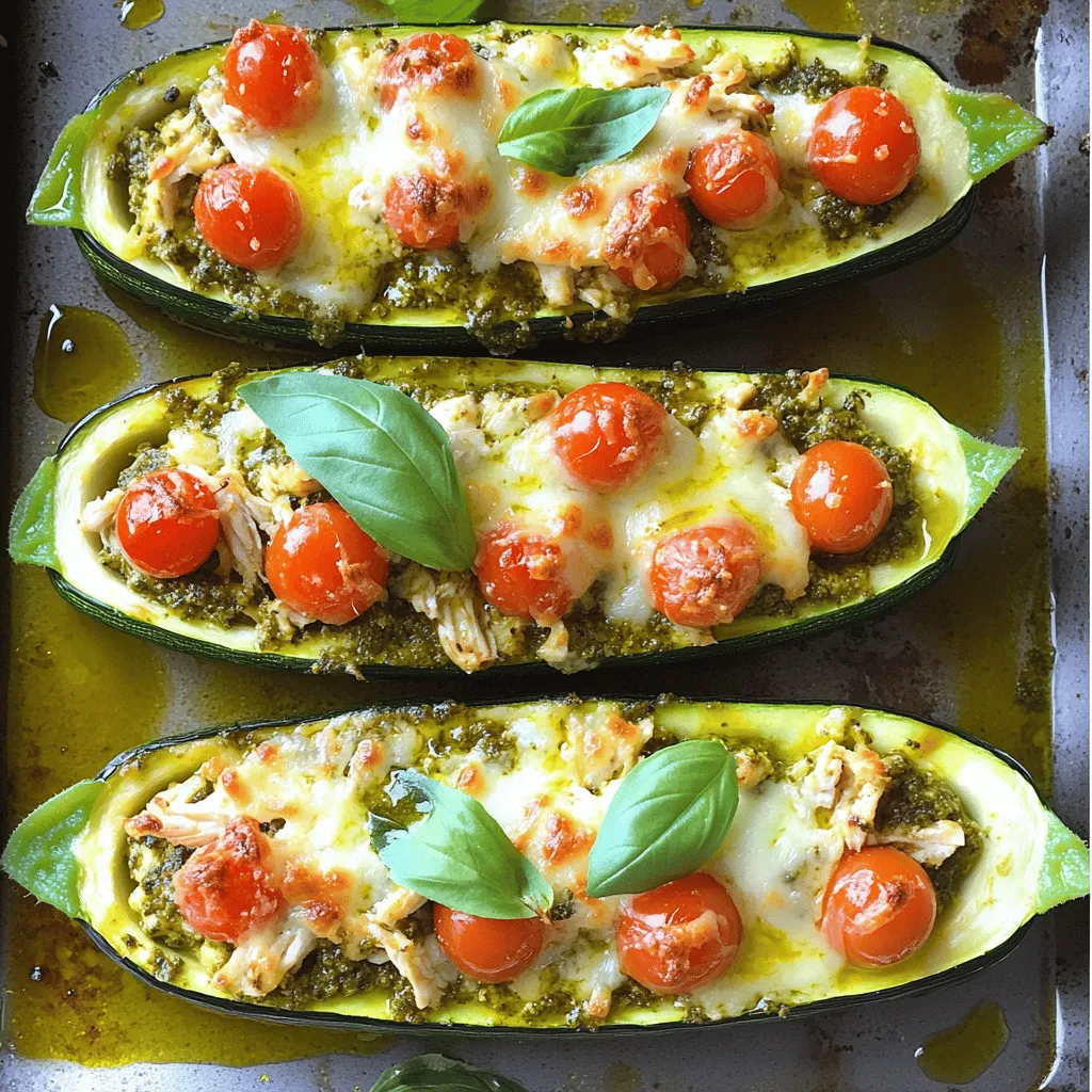 Pesto Chicken Stuffed Zucchini Boats Simple Delight