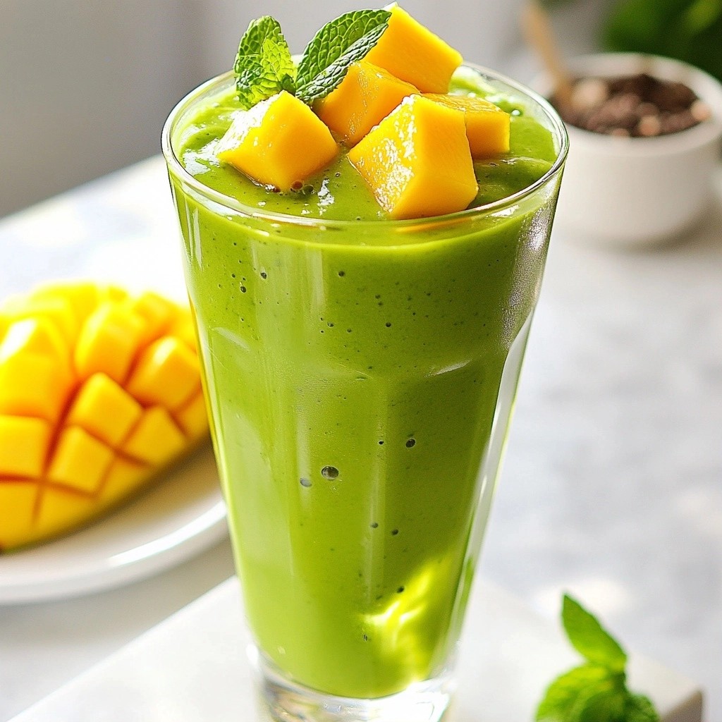Refreshing Healthy Tropical Mango Green Smoothie Delight