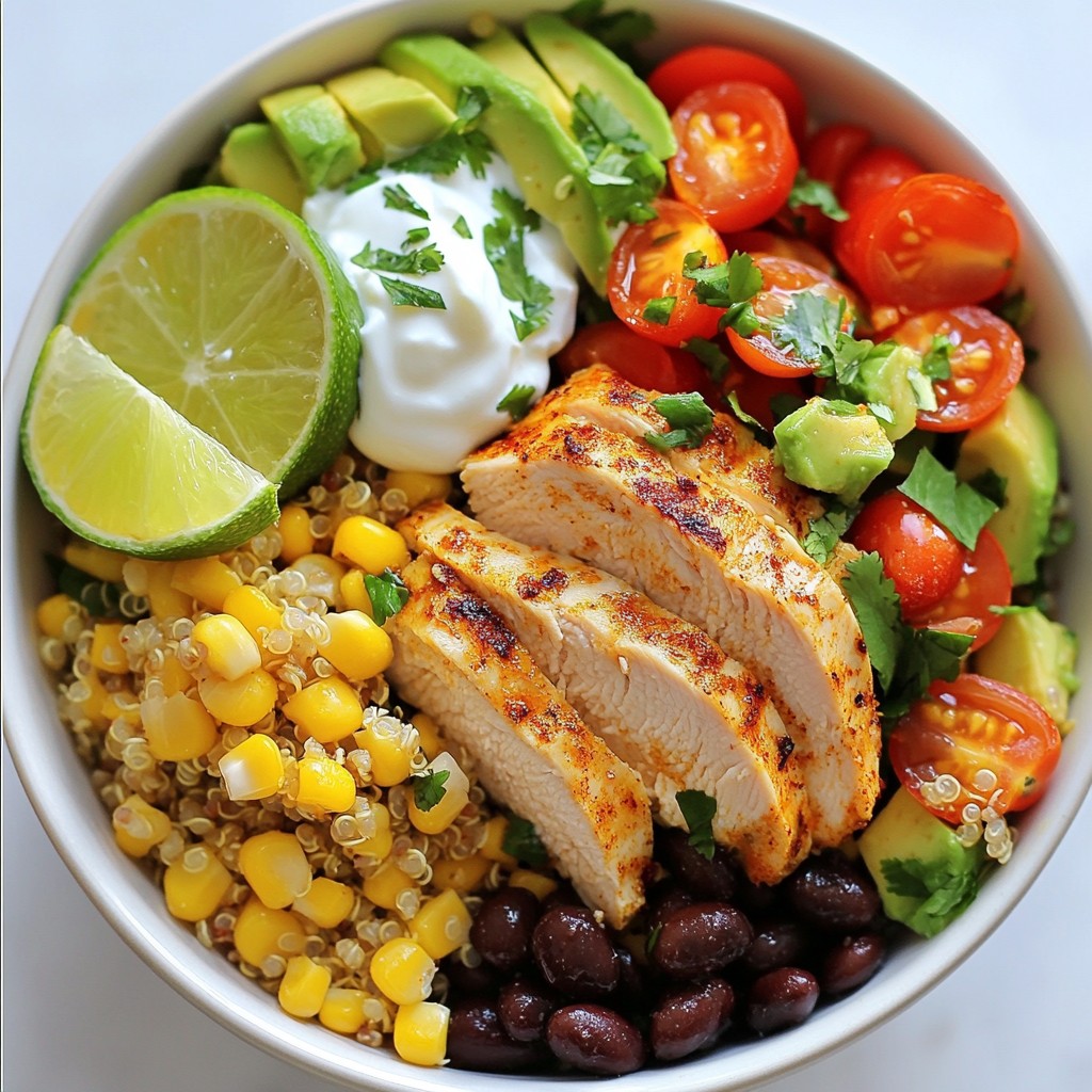 Savory Chicken Avocado Burrito Bowl Quick Recipe