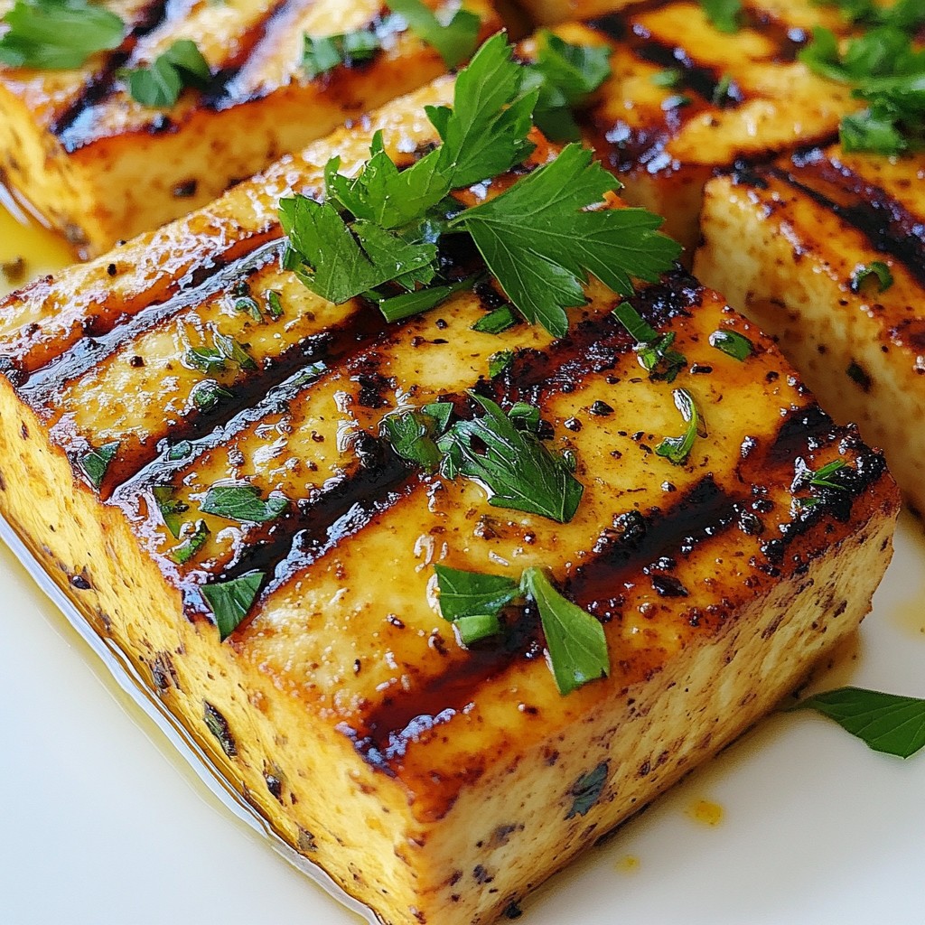 Savory Clean Eating Grilled Lemon Herb Tofu Steaks