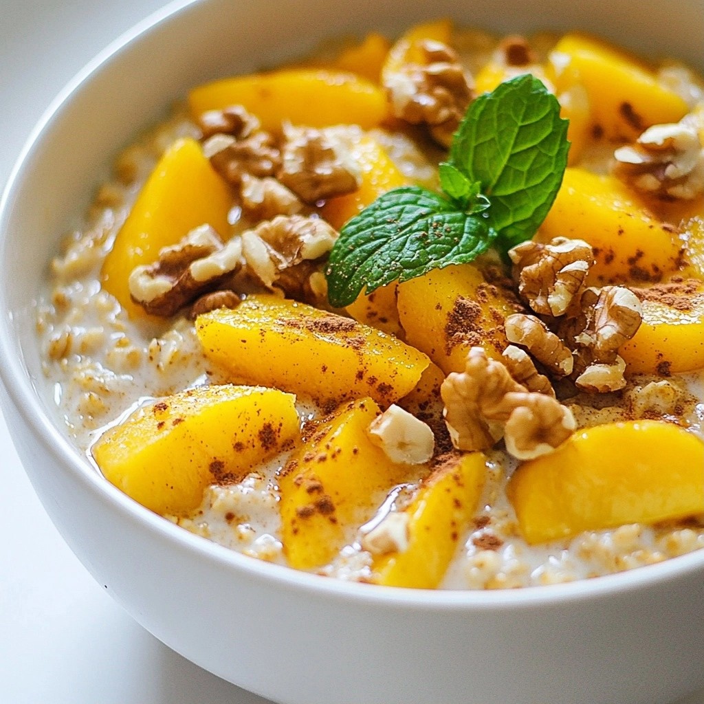 Warm Healthy Ginger Peach Oatmeal Simple Delight