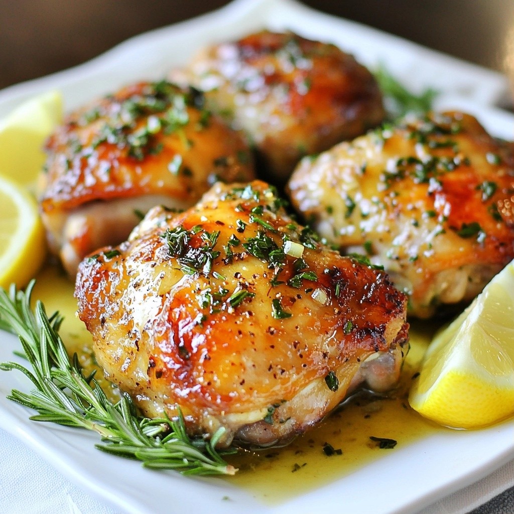 Succulent Healthy Garlic Herb Baked Chicken Thighs