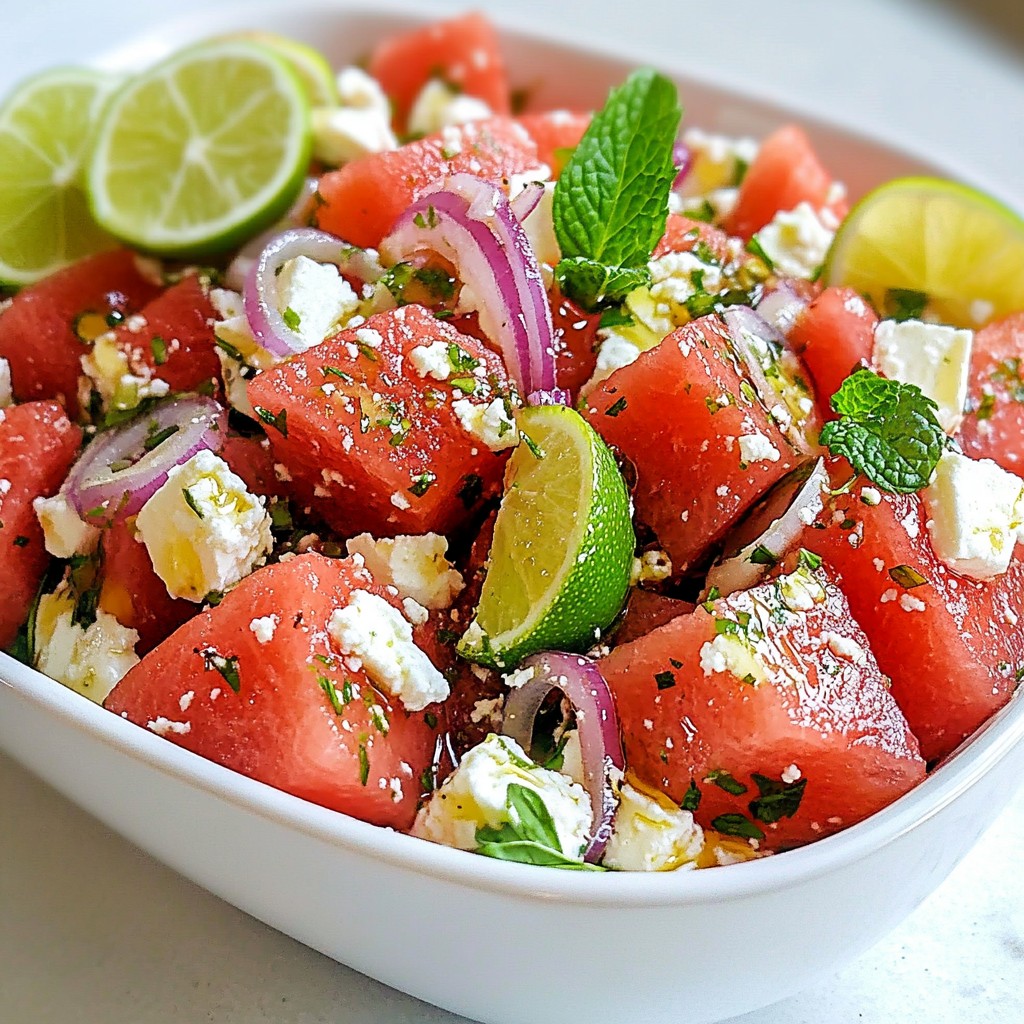 Fresh Healthy Watermelon Feta Mint Salad Delight