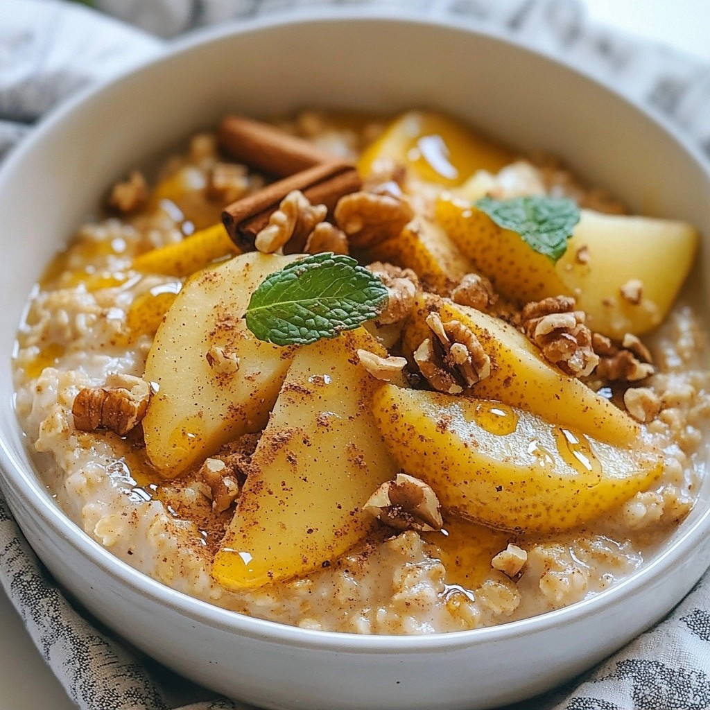 Warm Healthy Spiced Pear Oatmeal Comfort Recipe
