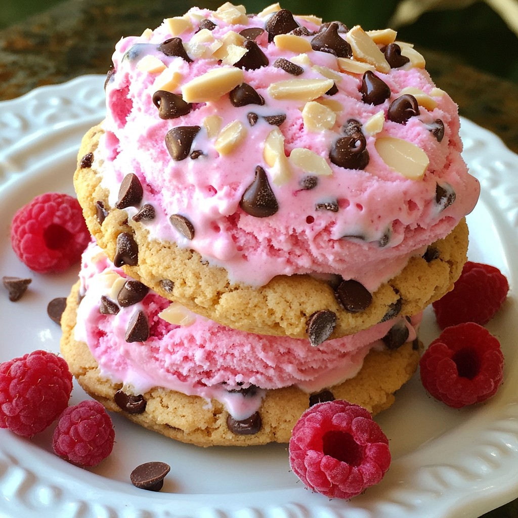 Raspberry Chocolate Chip Ice Cream Sandwiches Delight
