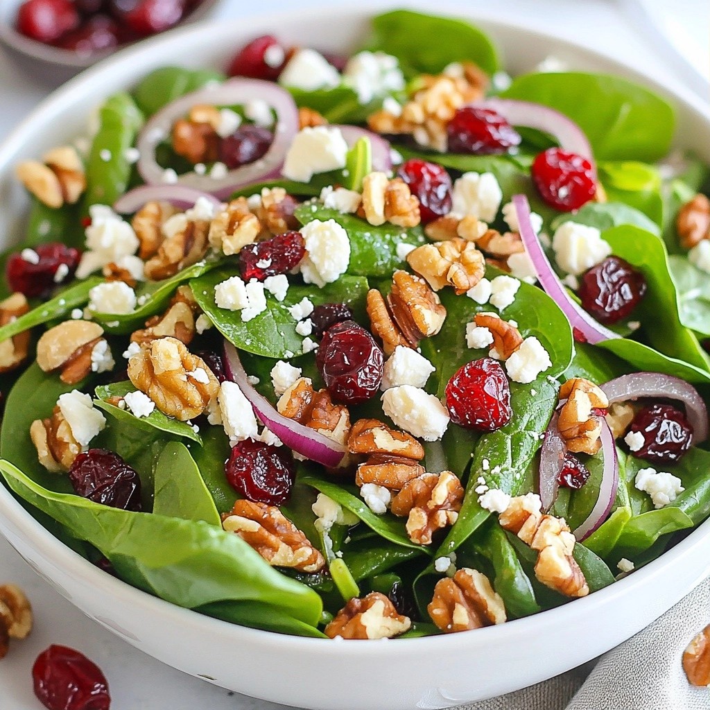 Tangy Healthy Cranberry Walnut Spinach Salad Recipe
