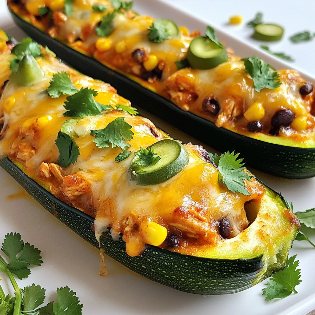 Chicken Enchilada Stuffed Zucchini Boats Recipe