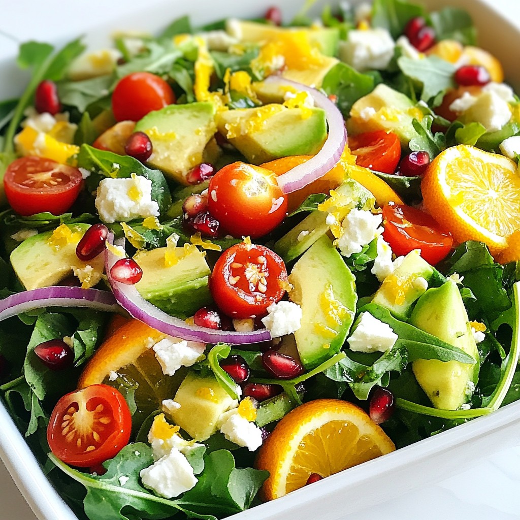 Light Citrus Avocado and Mixed Green Salad Delight