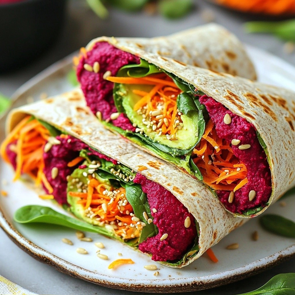 Creamy Healthy Avocado Beet Hummus Wrap Delight