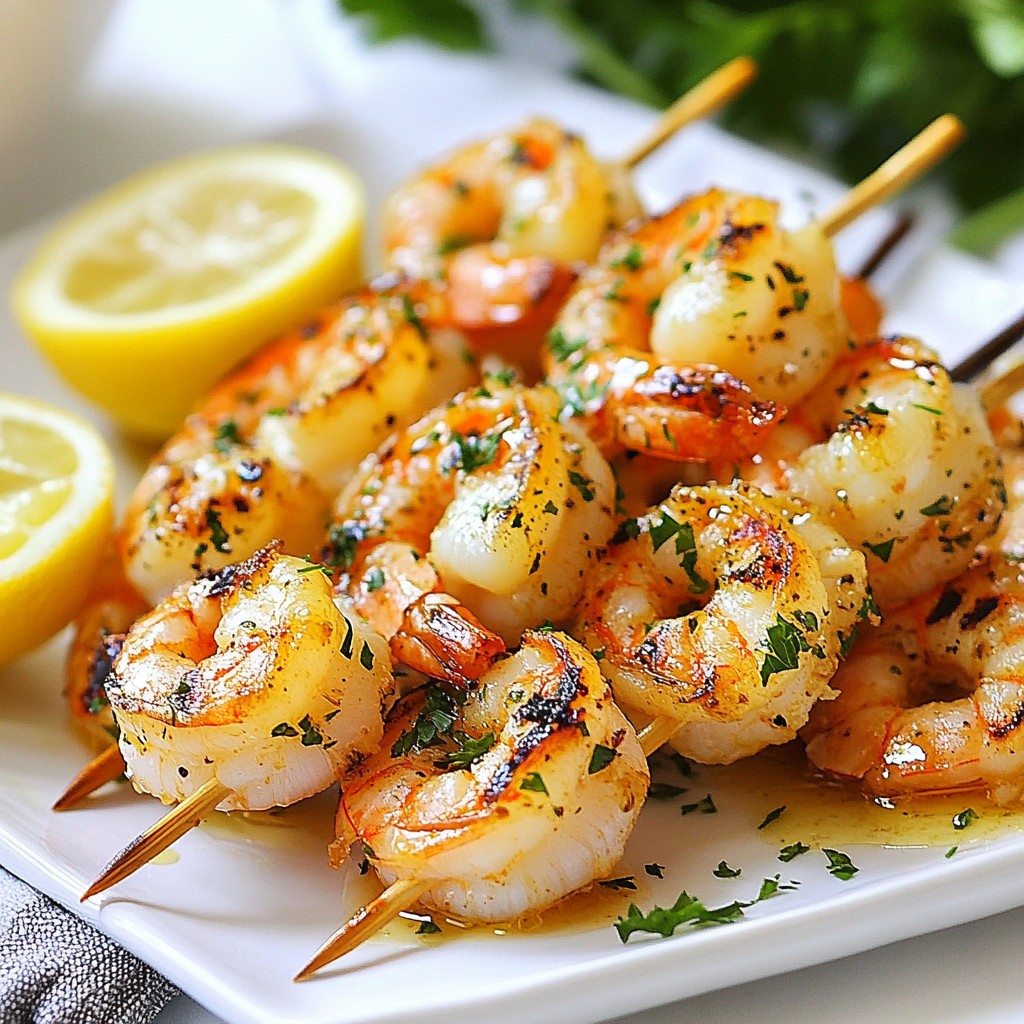 Lemon Garlic Grilled Shrimp Skewers Tasty Delight