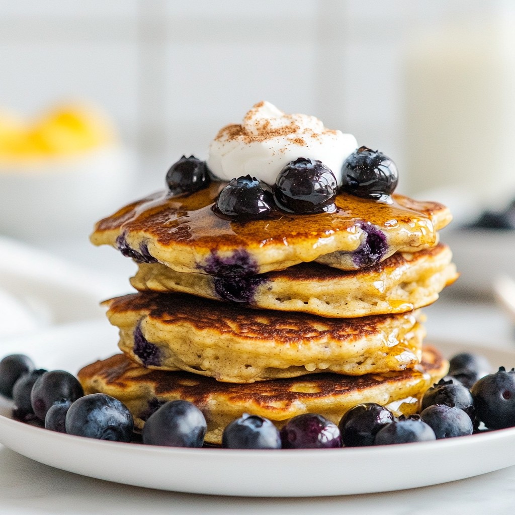 Fluffy Healthy Blueberry Oatmeal Pancakes Recipe