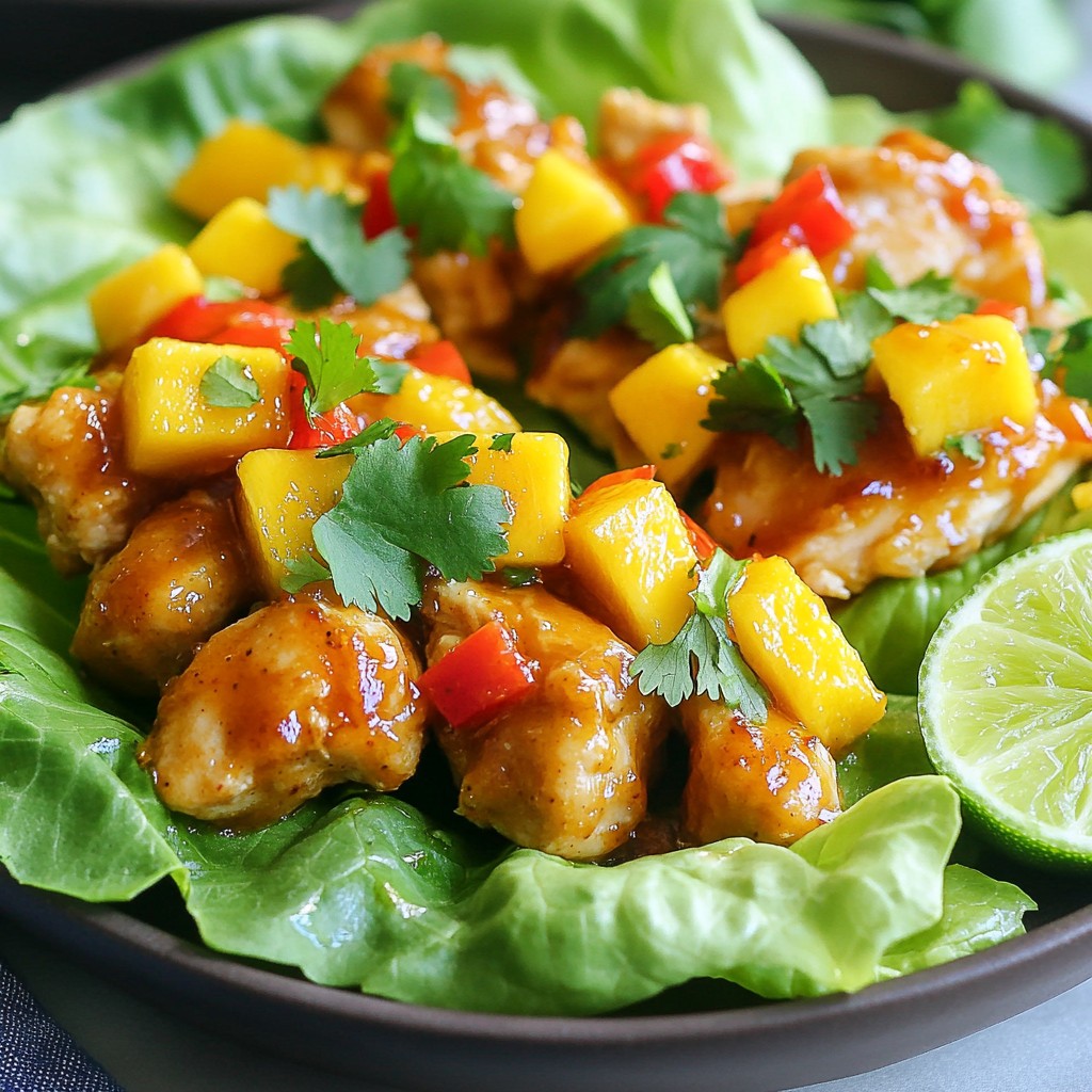 Spicy Mango Chicken Lettuce Wraps Fresh and Flavorful