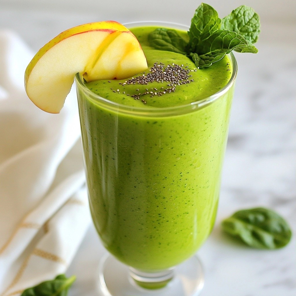 Refreshing Healthy Apple Mint Spinach Smoothie Treat