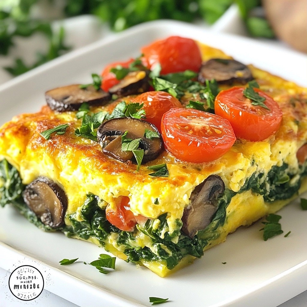 Fluffy Healthy Spinach Mushroom Egg Bake Recipe