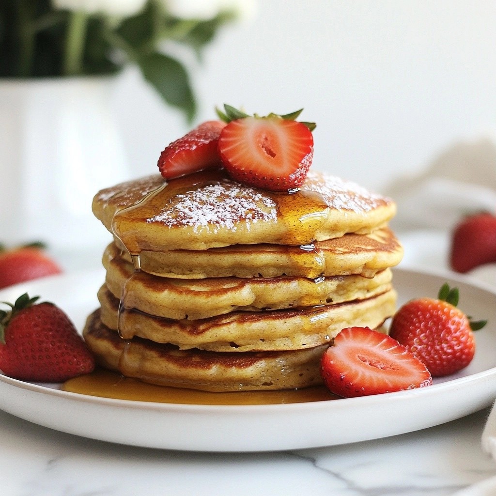 Fluffy Healthy Strawberry Almond Pancakes Recipe