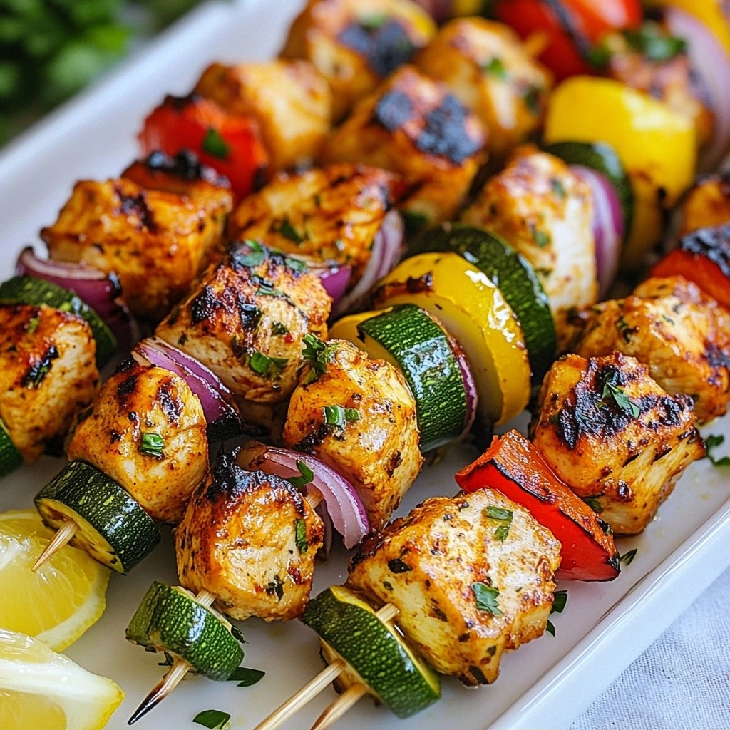 Smoky Healthy Grilled Chicken and Veggie Skewers Recipe
