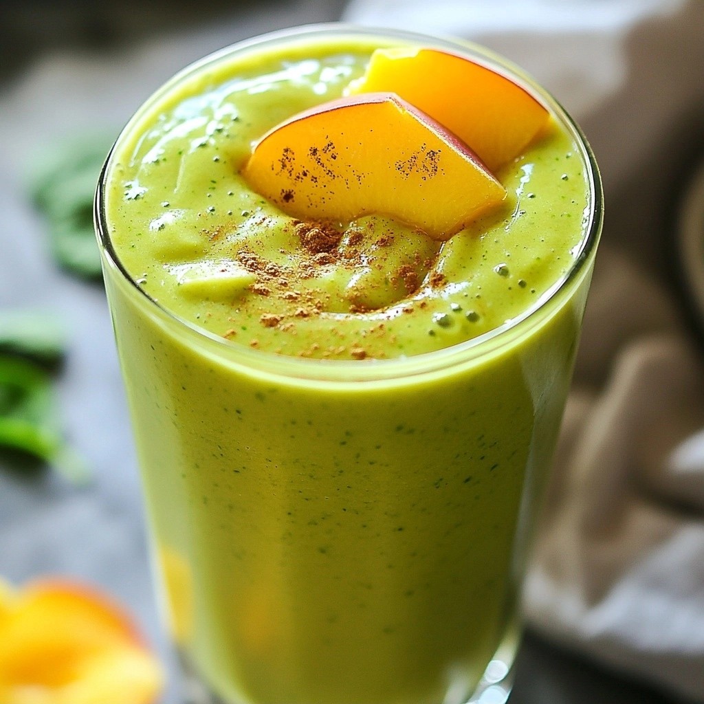 Creamy Healthy Peach Spinach Smoothie Recipe